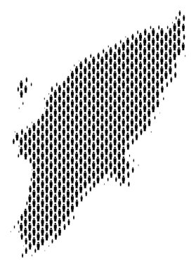 Demografi Yunan Rodos Adası harita insanlar. Nüfus vektör haritacılık mozaik Yunan Rodos Adası Haritası adam öğeleri tasarlanmış. Sosyal düzeni ulus izleyici. Demografik soyut yarı ton harita.