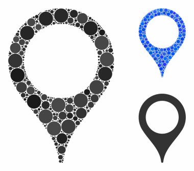 Küresel Ögelerin Harita İşaretleyici Mozaik Simgesi