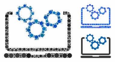 Laptop ve şanzıman Kompozisyon Yuvarlak Noktaların Simgesi
