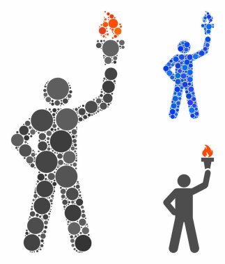 Özgürlük Meşalesi Mozaik Çember Noktaları Simgesi Lideri