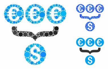 Euro Doları dönüştürme toplamcısı Yuvarlak Noktaların Mozaik Simgesi