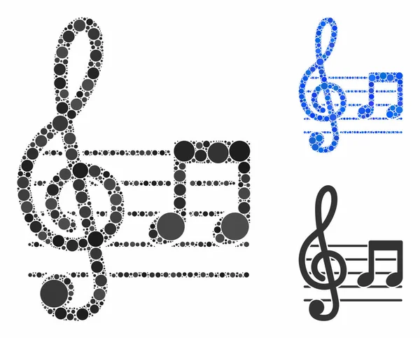 Musikalisk notation Sammansättning Ikon av runda prickar — Stock vektor