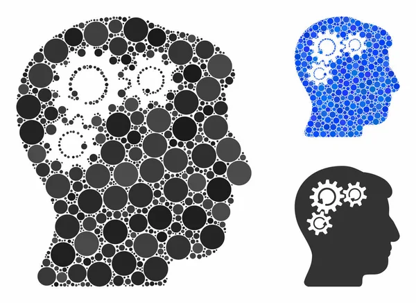 Zihin Dişli Döndürme Çember Noktalarının Mozaik Simgesi