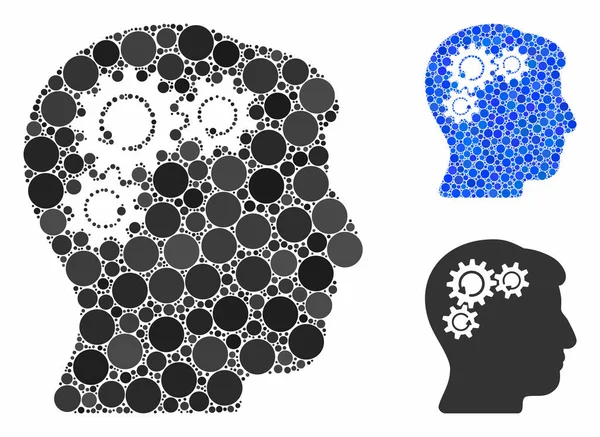 Mente engrenagem rotação Mosaic Ícone de pontos do círculo —  Vetores de Stock