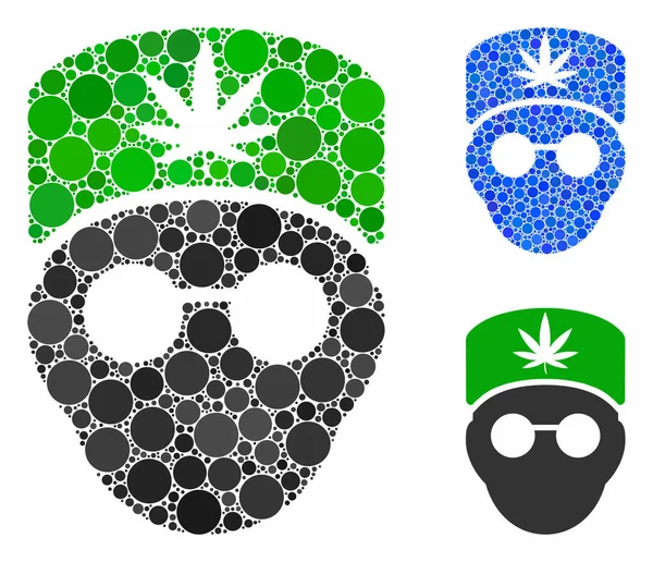 Cannabis doctor head Mosaic Icon of Round Dots
