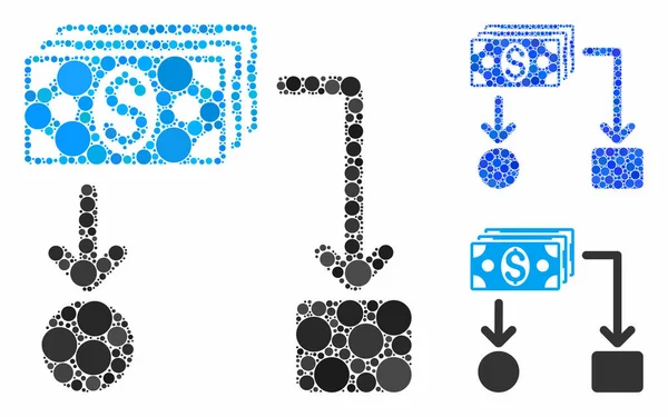 Icono de mosaico de flujo de caja de elementos esféricos — Vector de stock