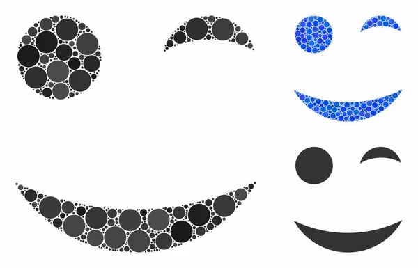 Augenzwinkern Smiley-Mosaik-Symbol von sphärischen Gegenständen — Stockvektor