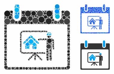 Emlak geliştiricisi takvim günü Çember Noktaları Mozaik Simgesi