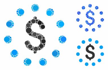 Dolar işareti Çember Noktaların Mozaik Simgesi