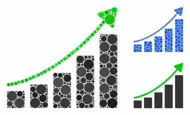 Büyüyen bar çizelgesi eğilimi Yuvarlak Noktaların Mozaik Simgesi