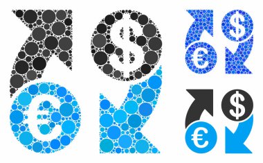 Euro Dolar döviz okları Yuvarlak Noktaların Mozaik Simgesi