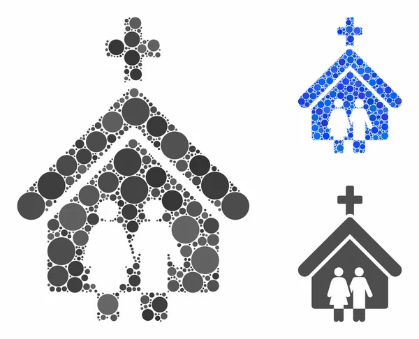 Eglise familiale Composition Icône de points ronds — Image vectorielle