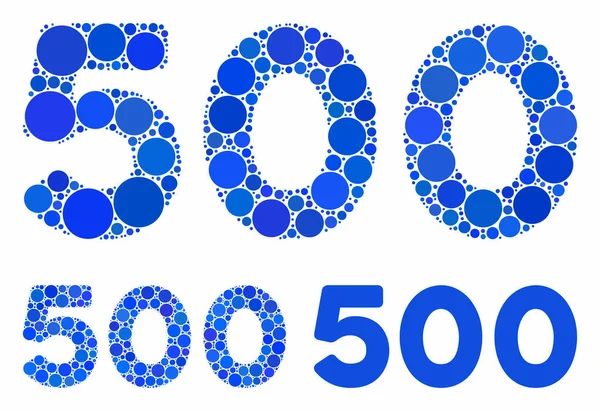 500 цифр Текст композиції Icon of Round Dots — стоковий вектор