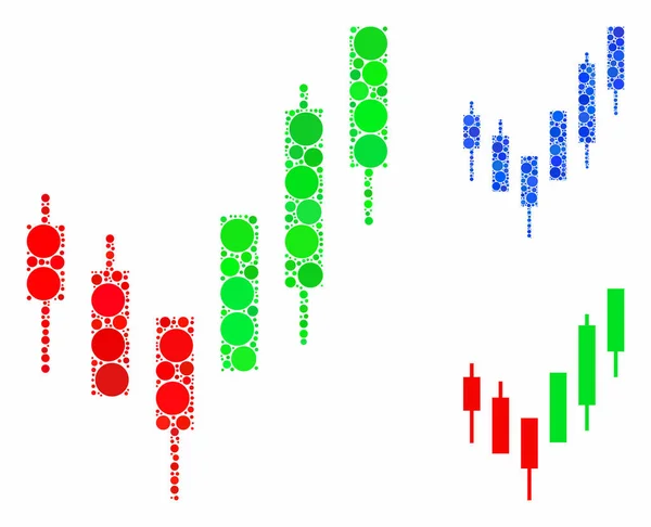 Gráfico de castiçais Ícone de composição de itens esféricos —  Vetores de Stock