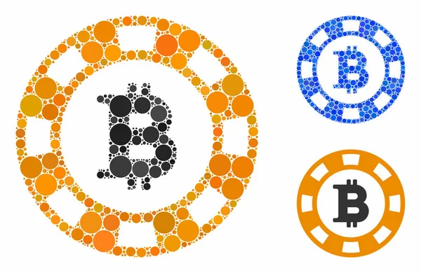 Bitcoin casino chip Mosaic Ícone de itens esféricos —  Vetores de Stock