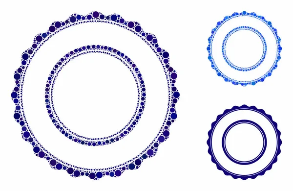 Διπλή ροζέτα κυκλικό πλαίσιο Ψηφιδωτή εικόνα από στρογγυλές κουκκίδες — Διανυσματικό Αρχείο