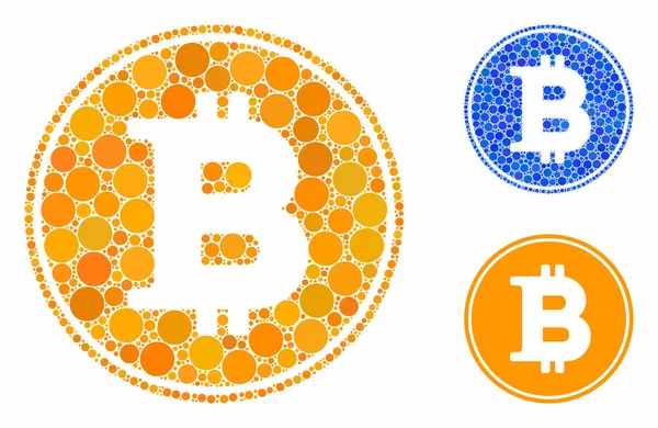 Bitcoin moeda Ícone mosaico de itens esféricos — Vetor de Stock