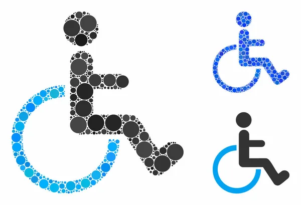 Persona con discapacidad Composición Icono de puntos redondos — Vector de stock