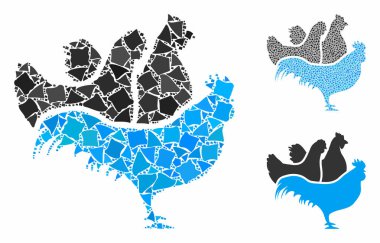 Pürüzlü Parçaların Tavuklar Mozaik Simgesi