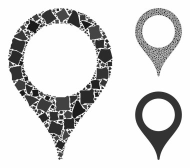 Ani Elementlerin Harita İşaretleyici Mozaik Simgesi