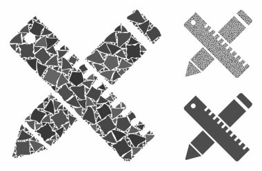 Kalem ve cetvel tasarım araçları Engebeli Parçaların Mozaik Simgesi