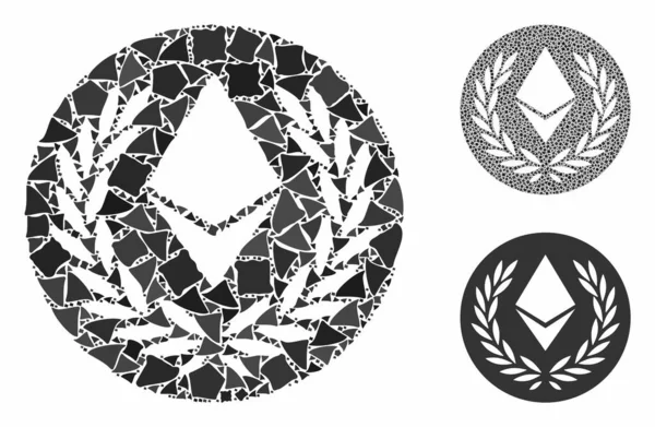 Ethereum alloro moneta Mosaico Icona di Pezzi Tremolanti — Vettoriale Stock