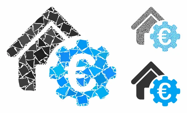 Euro building payment gear Composition Icône des pièces inégales — Image vectorielle