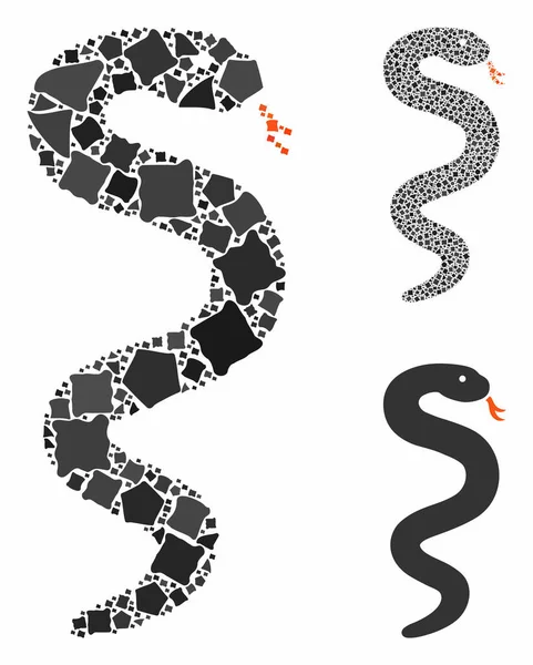 Ícone do mosaico da serpente de peças tremulantes —  Vetores de Stock