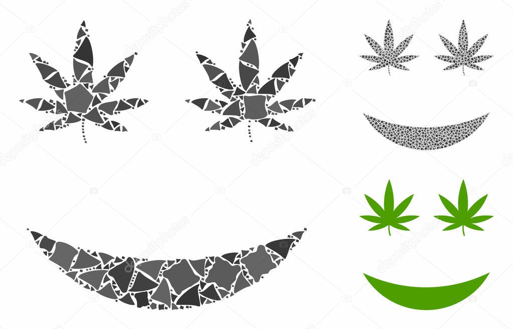 Cannabis smile Composition Icon of Irregular Elements