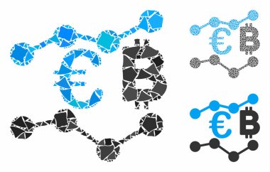 Euro Bitcoin Grafikleri Eşitsiz Parçaların Kompozisyon Simgesi
