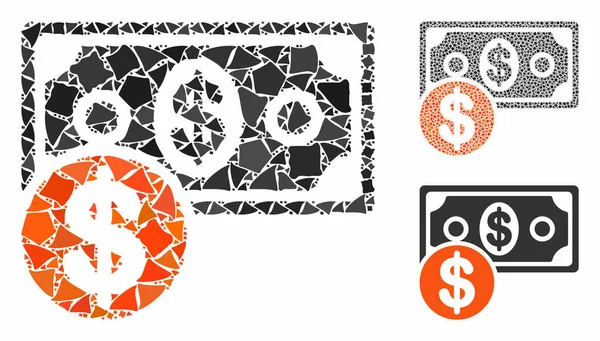 Cash Composition Icon of Inequal Parts — Stock Vector