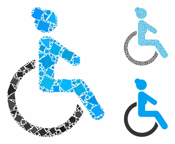 Donna disabili Mosaico Icona di parti disuguali — Vettoriale Stock