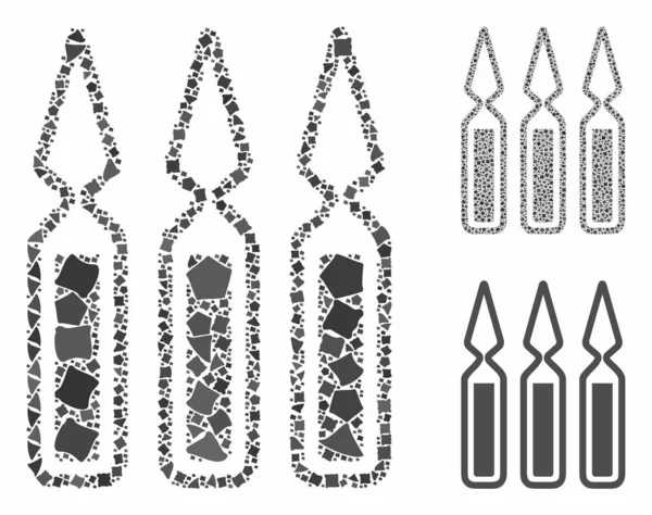 Ampoules Mosaic Icône de pièces abruptes — Image vectorielle