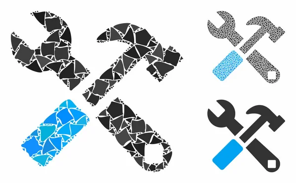 Unequal Elementlerin Çekiç ve İngiliz Anahtarı Bileşimi Simgesi