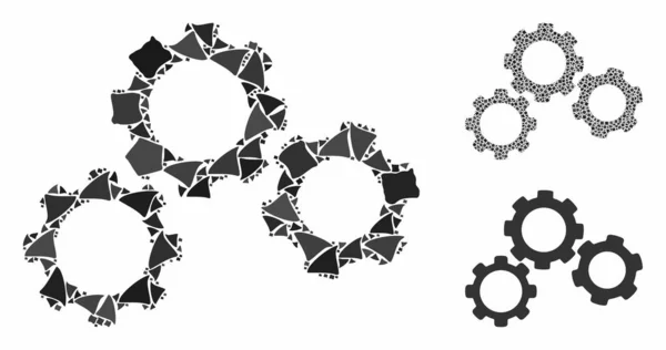 Composition des engrenages Icône d'articles tremblants — Image vectorielle