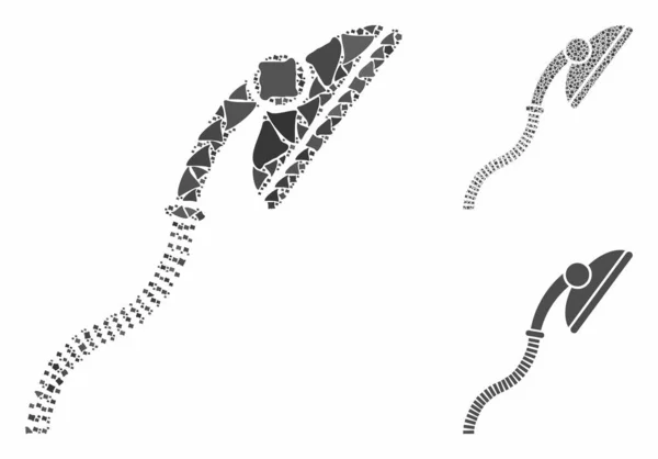 Flexibilní sprcha Složení Ikona roztrhané kusy — Stockový vektor