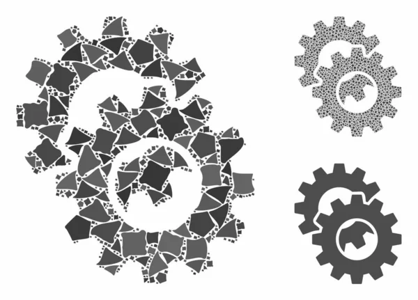 Composition des engrenages Icône de pièces robustes — Image vectorielle