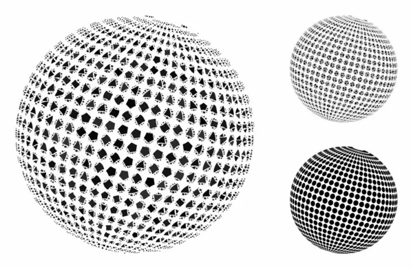 Abstract dotted sphere Mosaic Icon of Raggy Parts — Stock Vector