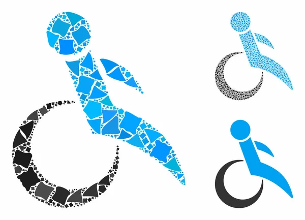 Mozaika invalidního vozíku Ikona nerovných dílů — Stockový vektor
