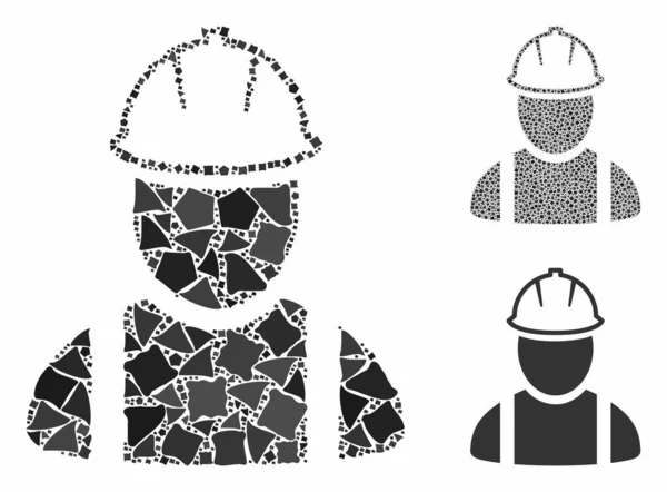 Arbeiter-Mosaik-Ikone der zitternden Elemente — Stockvektor
