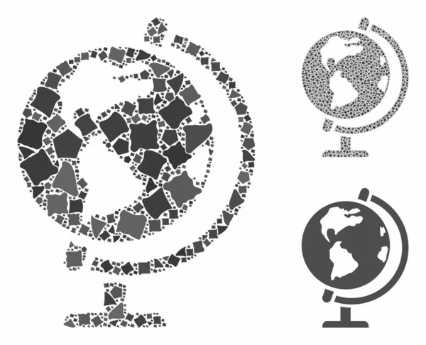 Globo mosaico icono de artículos temblorosos — Archivo Imágenes Vectoriales