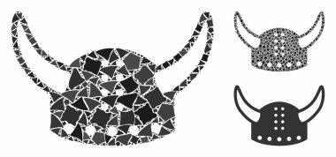 Raggy Elementlerinin Boynuzlu Kaskı Mozaik Simgesi