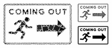 Coming out rectangle Composition Icon of Ragged Items