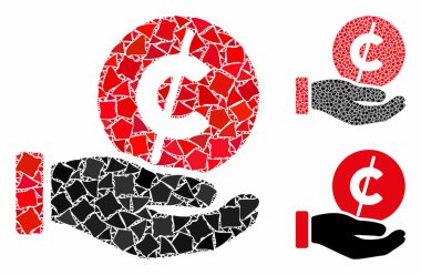 Bozuk para mikroödeme eli Engebeli Eşyalar Mozaik Simgesi