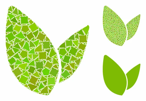 Feuilles de plantes Mosaic Icône d'articles irréguliers — Image vectorielle