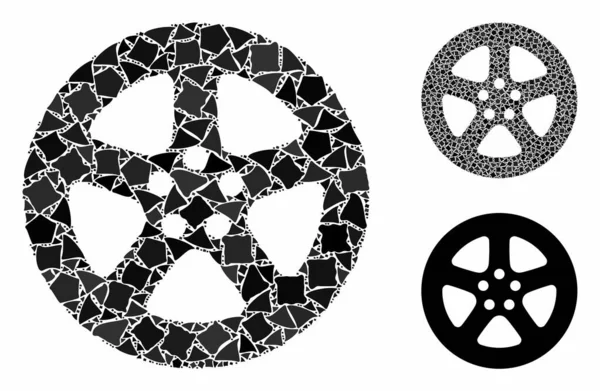 Cubierta de rueda Icono de composición de piezas tuberosas — Vector de stock