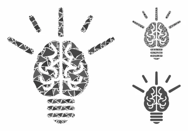 Icône de composition d'ampoule d'idée de cerveau des pièces irrégulières — Image vectorielle