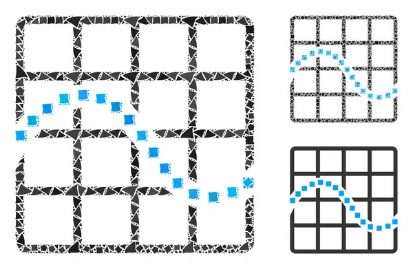 Gráfico de funções Ícone mosaico de peças tuberosas — Vetor de Stock