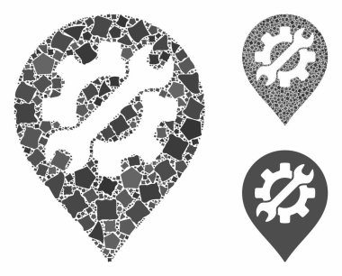 Düzensiz elementlerin Mozaik Simgesini İşaretleyen servis aracı