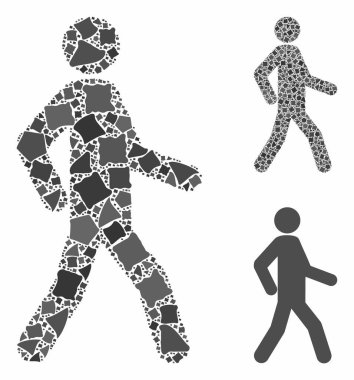 Yürüyen Adam Engebeli Ögellerin Mozaik Simgesi